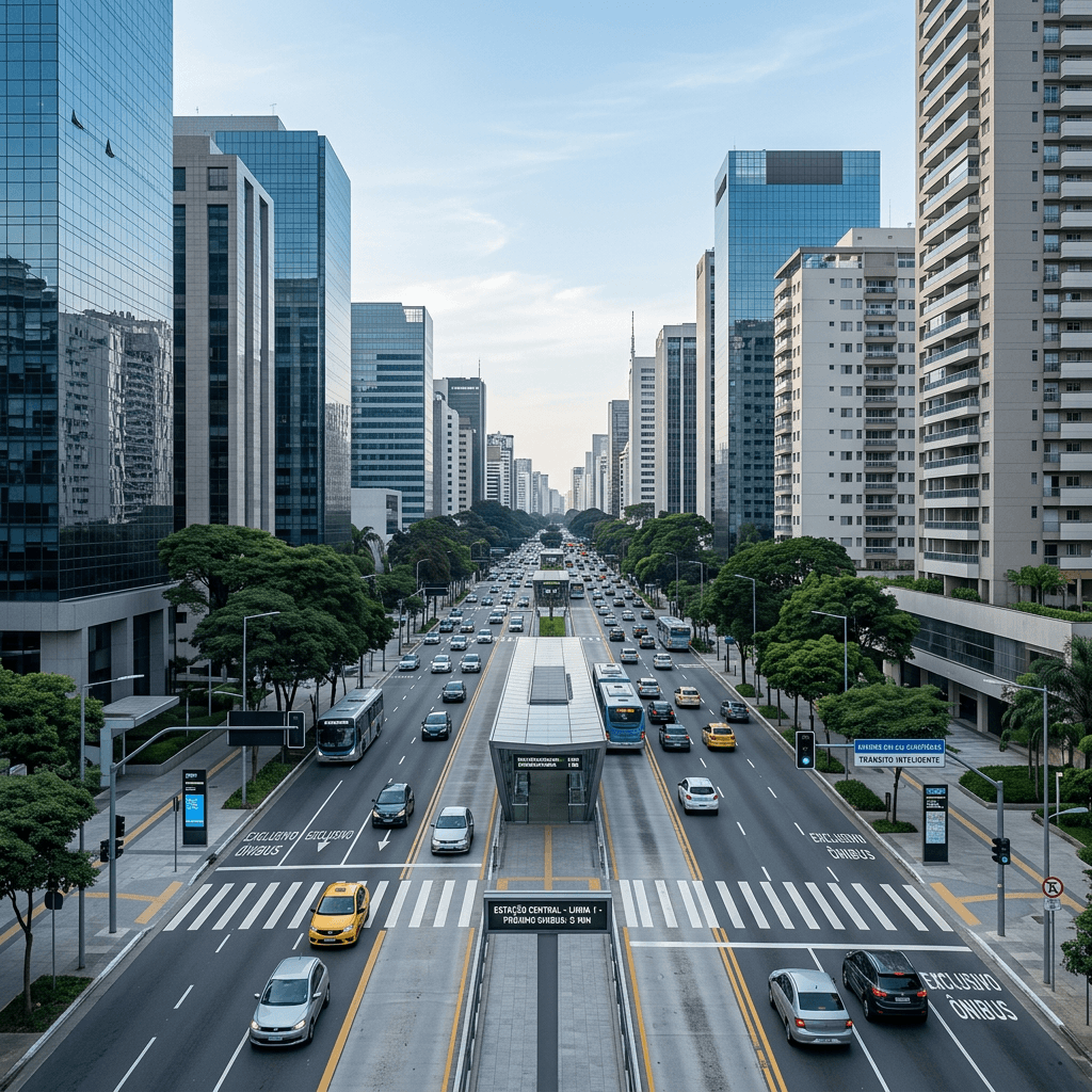 Corredor urbano com operação de mobilidade monitorada